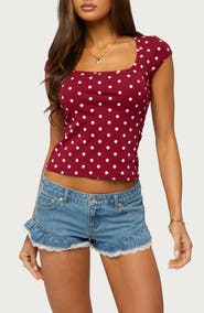 EDIKTED Mookie Polka Dot Crop Top