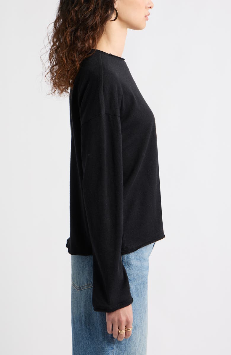 Treasure & Bond Roll Crewneck Boxy Long Sleeve Cotton Blend Top, Alternate, color, 