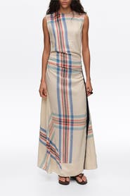 Bimba y Lola Linen Striped Sleeveless Dress With Overlay Strap