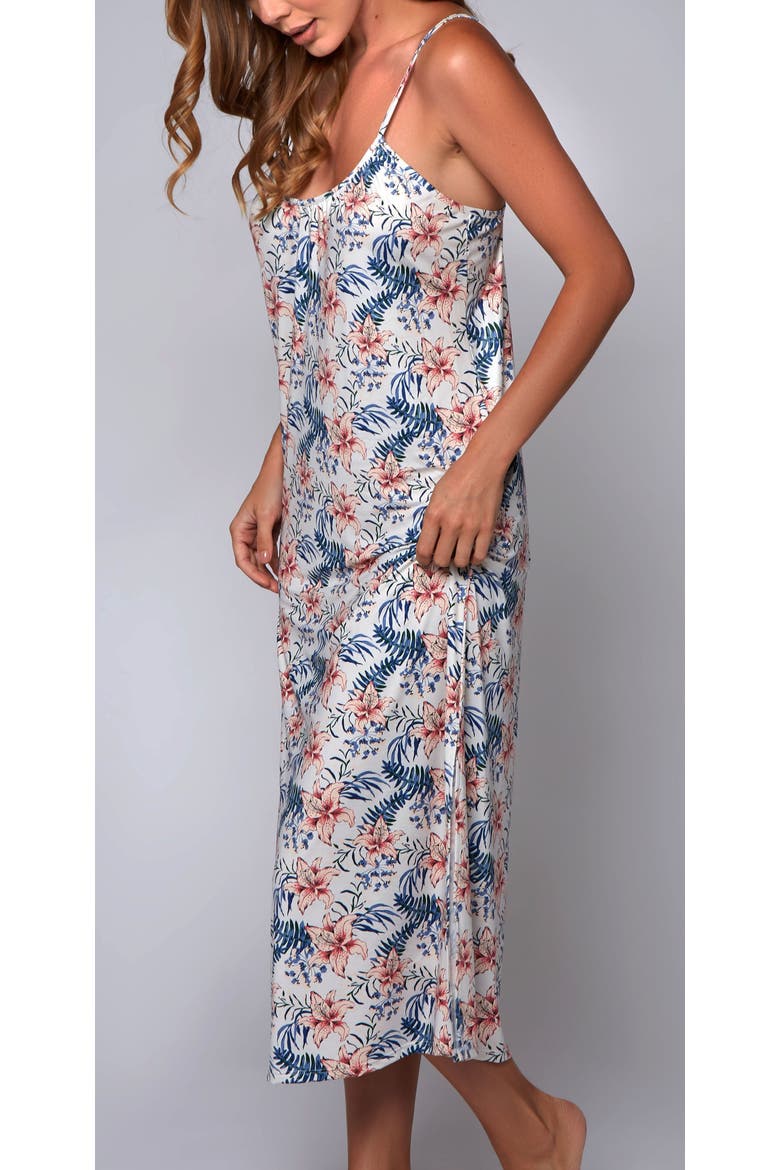 Tropical Floral Printed Long Nightgown, Alternate, color, Cream