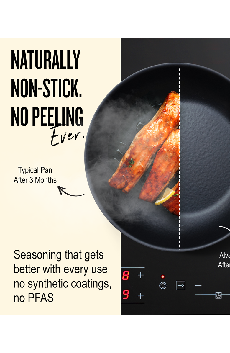 Alva Black Angus Carbon Steel Frying Pan, Alternate, color, Blue 11-Inch