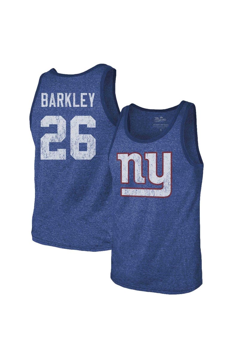 Majestic Threads Men's Majestic Threads Saquon Barkley Royal New York Giants Name & Number Tri-Blend Tank Top, Main, color, 