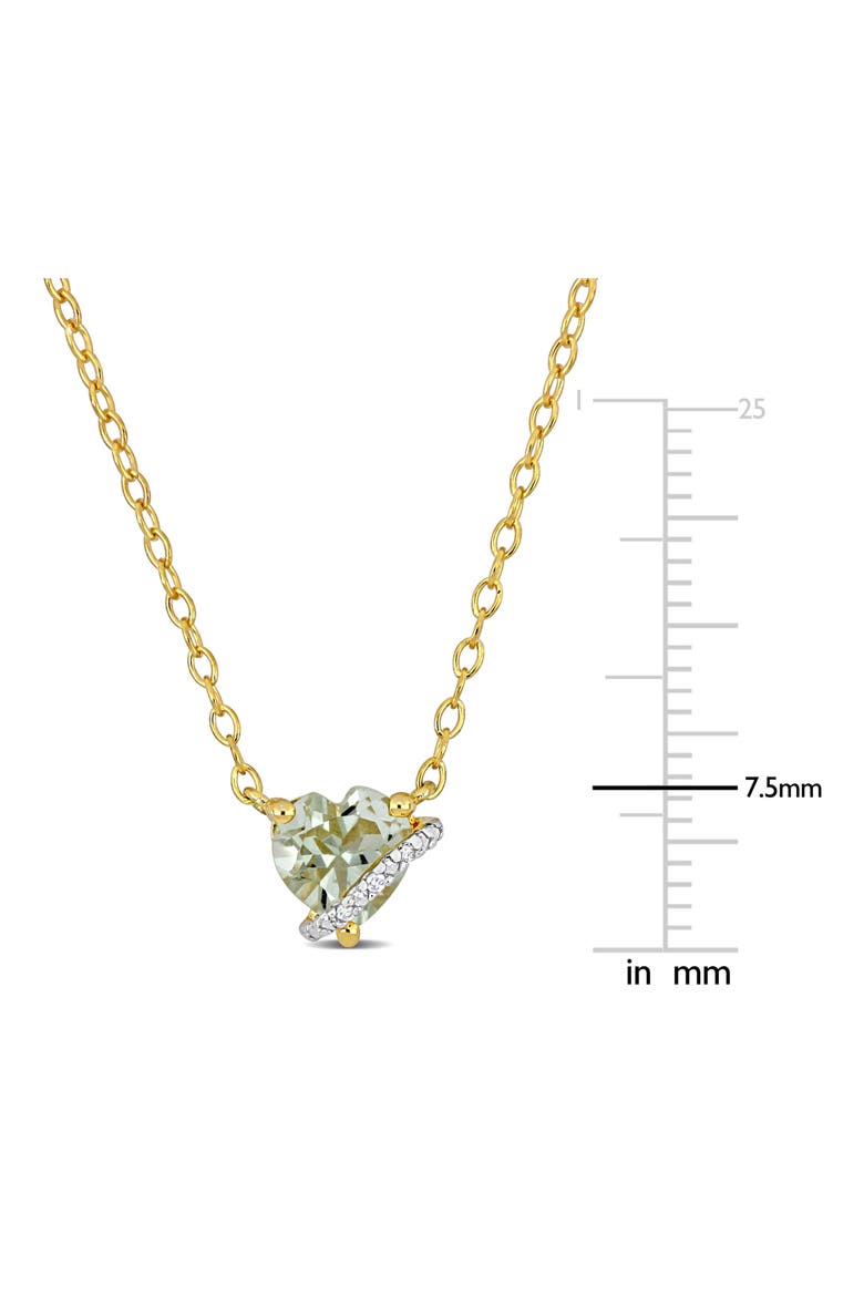 18K Gold Plate Sterling Silver Green Quartz & Diamond Heart Pendant Necklace, Alternate, color, GREEN
