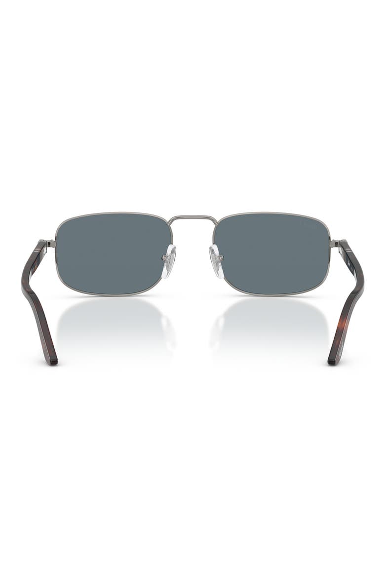 Gender Inclusive PO1027S 56mm Polarized Rectangle Sunglasses, Alternate, color, GUNMETAL / DARK BLUE POLAR
