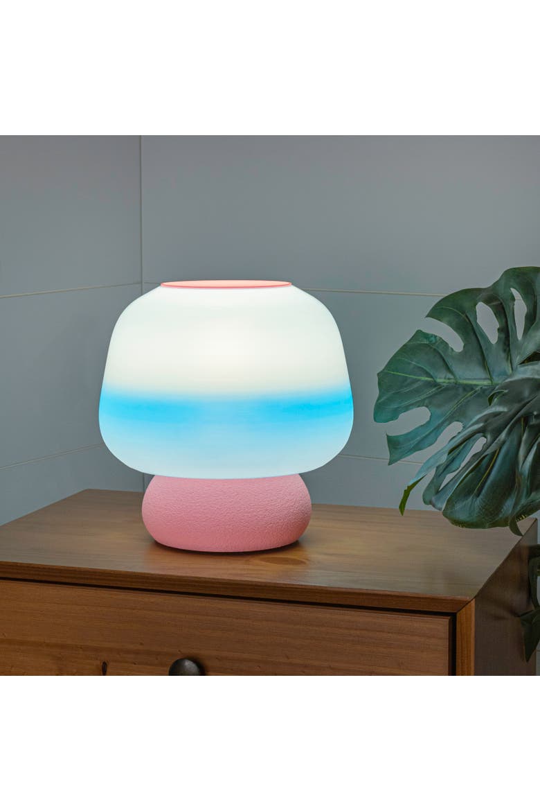 Portobello 10" Modern Classic Plant-Based Filament Dimmable LED 3D Printed Mushroom Table Lamp, Alternate, color, Blue/White/Light Pink