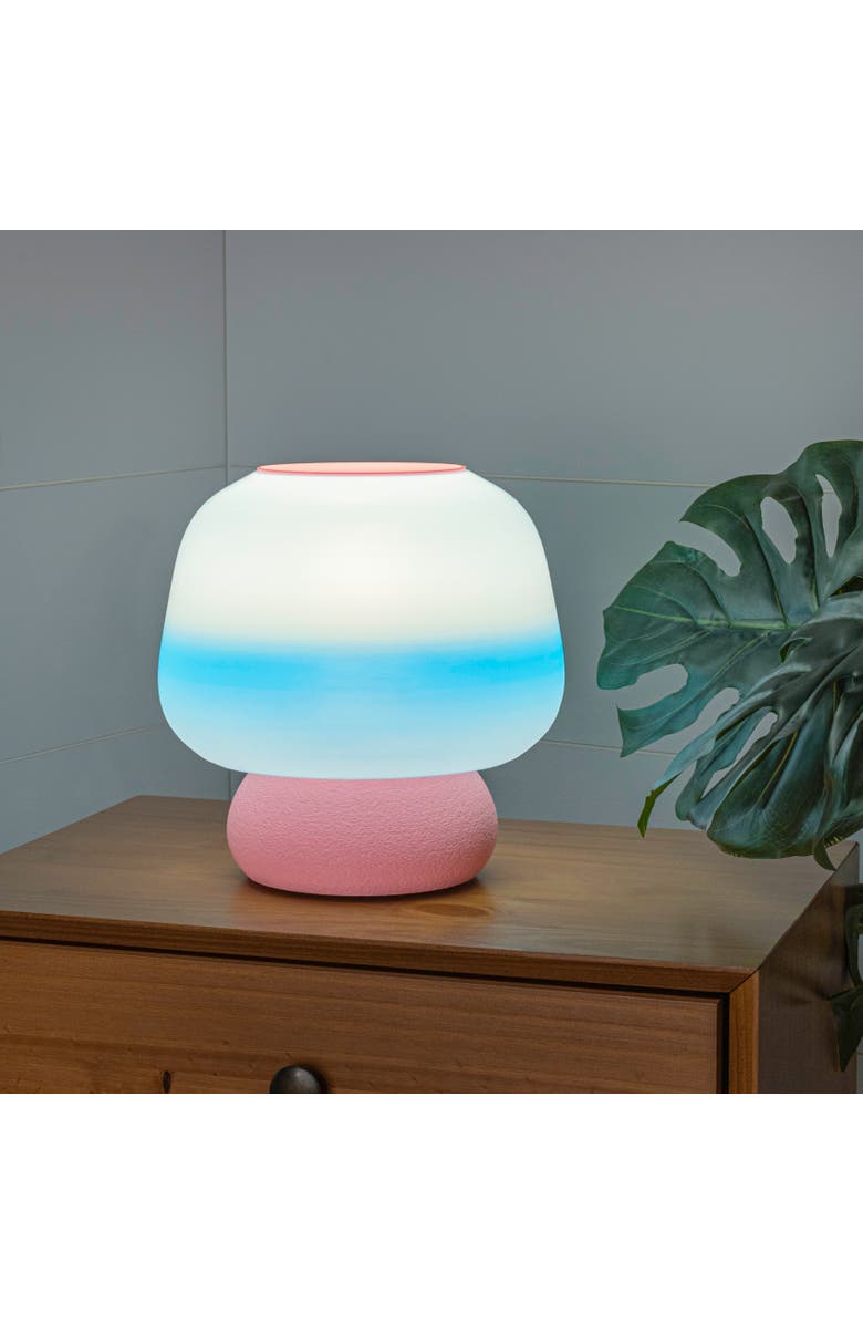 JONATHAN Y Portobello 10" Modern Classic Plant-Based Filament Dimmable LED 3D Printed Mushroom Table Lamp, Alternate, color, Blue/White/Light Pink