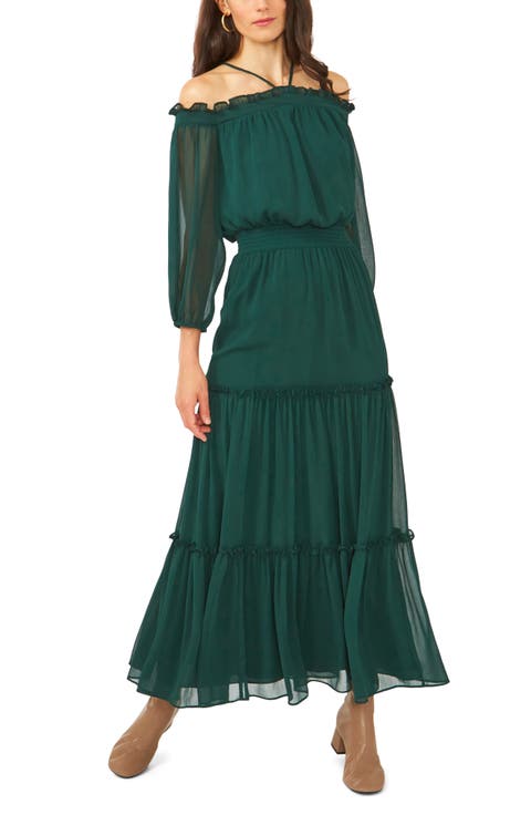 Halter Long Sleeve Maxi Dress