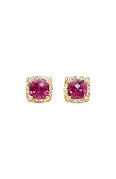 Petite Chatelaine® Pavé Bezel Stud Earrings in 18k Gold