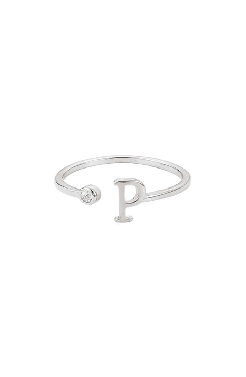 Cubic Zirconia Initial Adjustable Band Ring