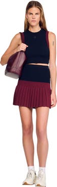 SANDRO Short two-tone pleated skirt