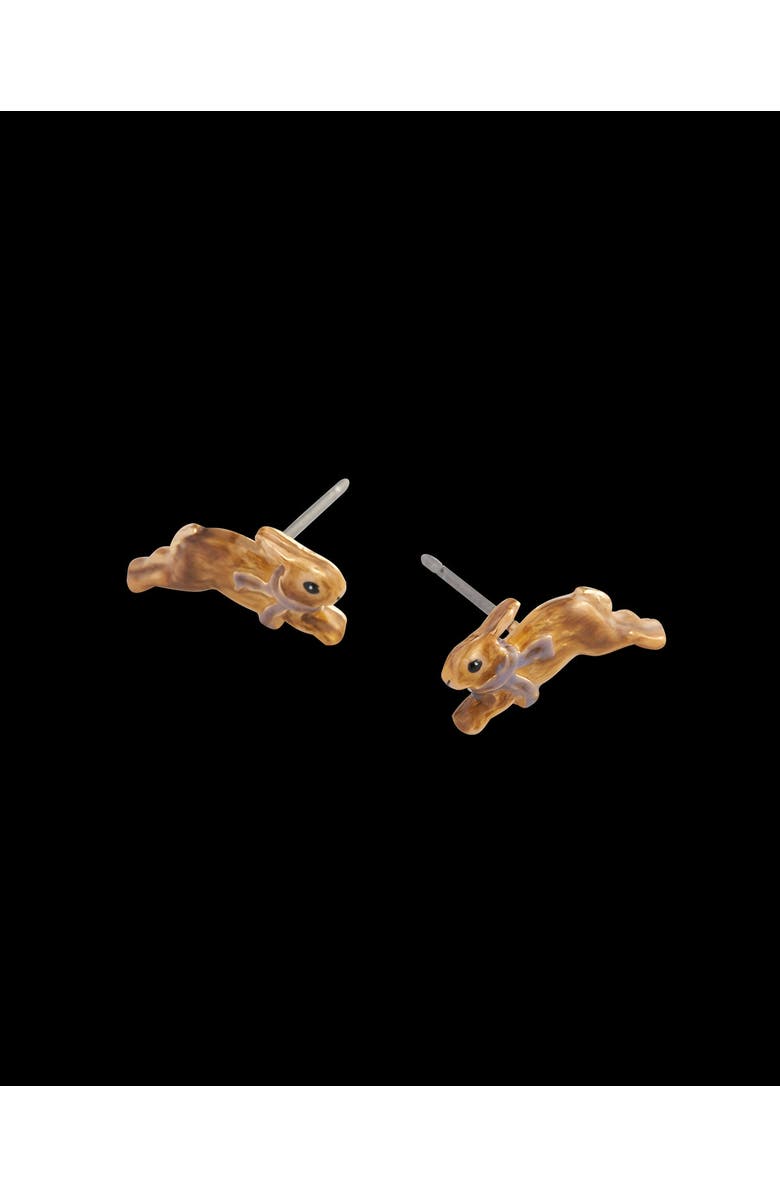 Fable England Cosy Bunny Stud Earrings, Alternate, color, Multi & Gold
