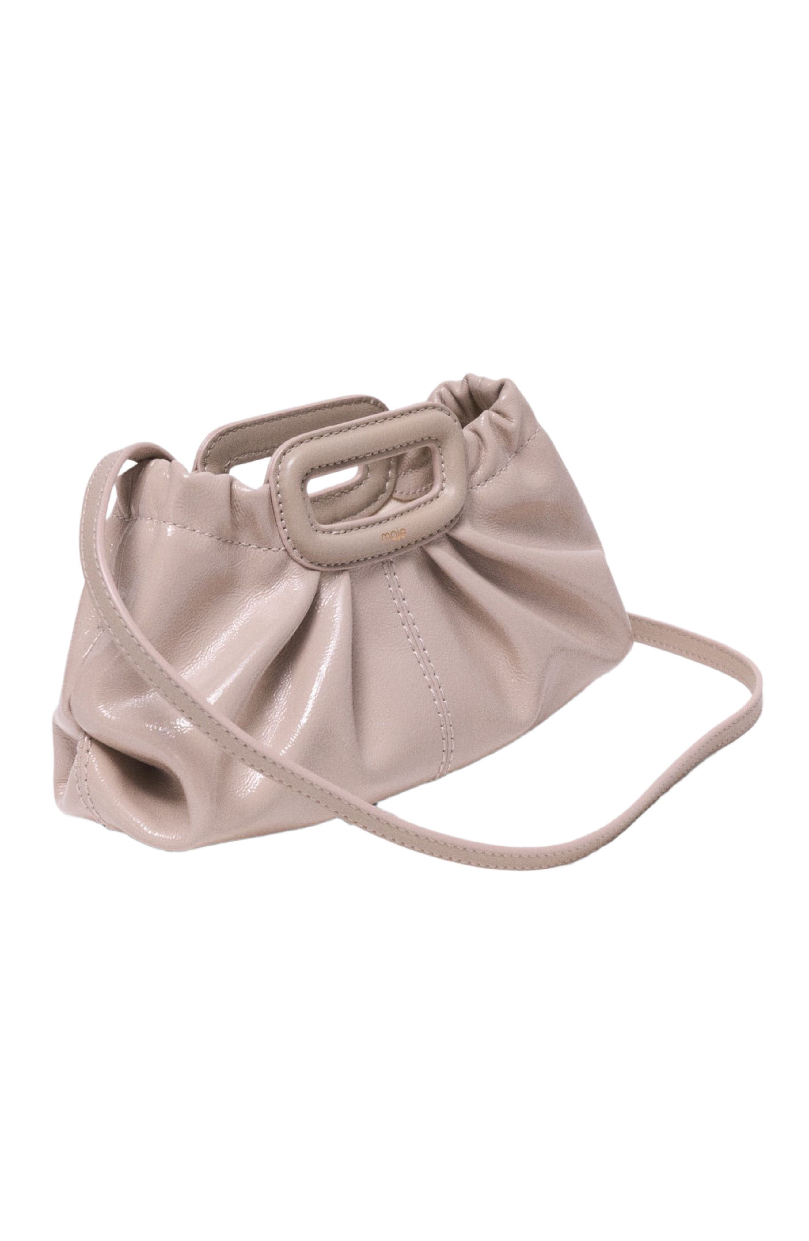 maje Mini naplak leather clutch, Alternate, color, Mastic Beige