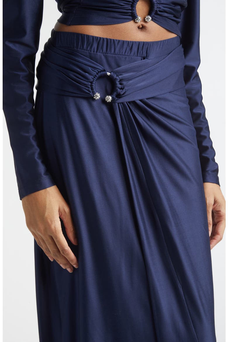 Pierced Asymmetric Jersey Midi Skirt, Alternate, color, DEEP NAVY