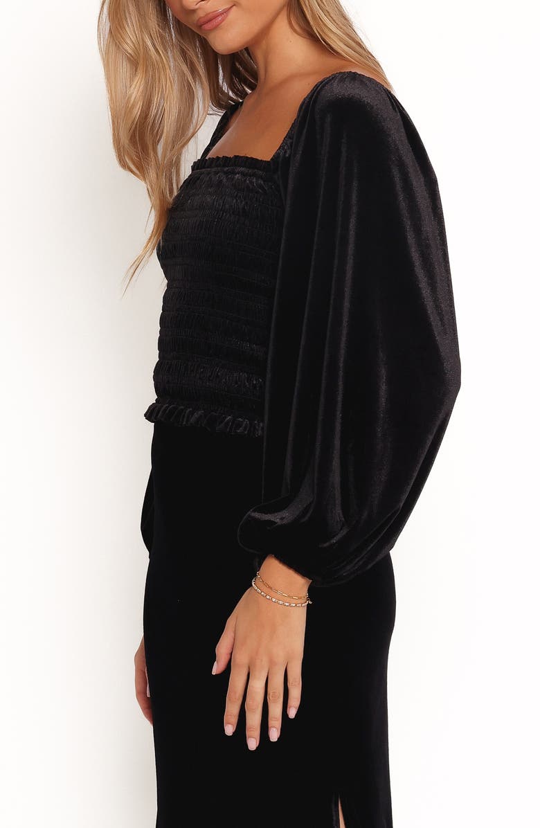 Petal & Pup Fallen Velvet Smocked Top, Alternate, color, Black