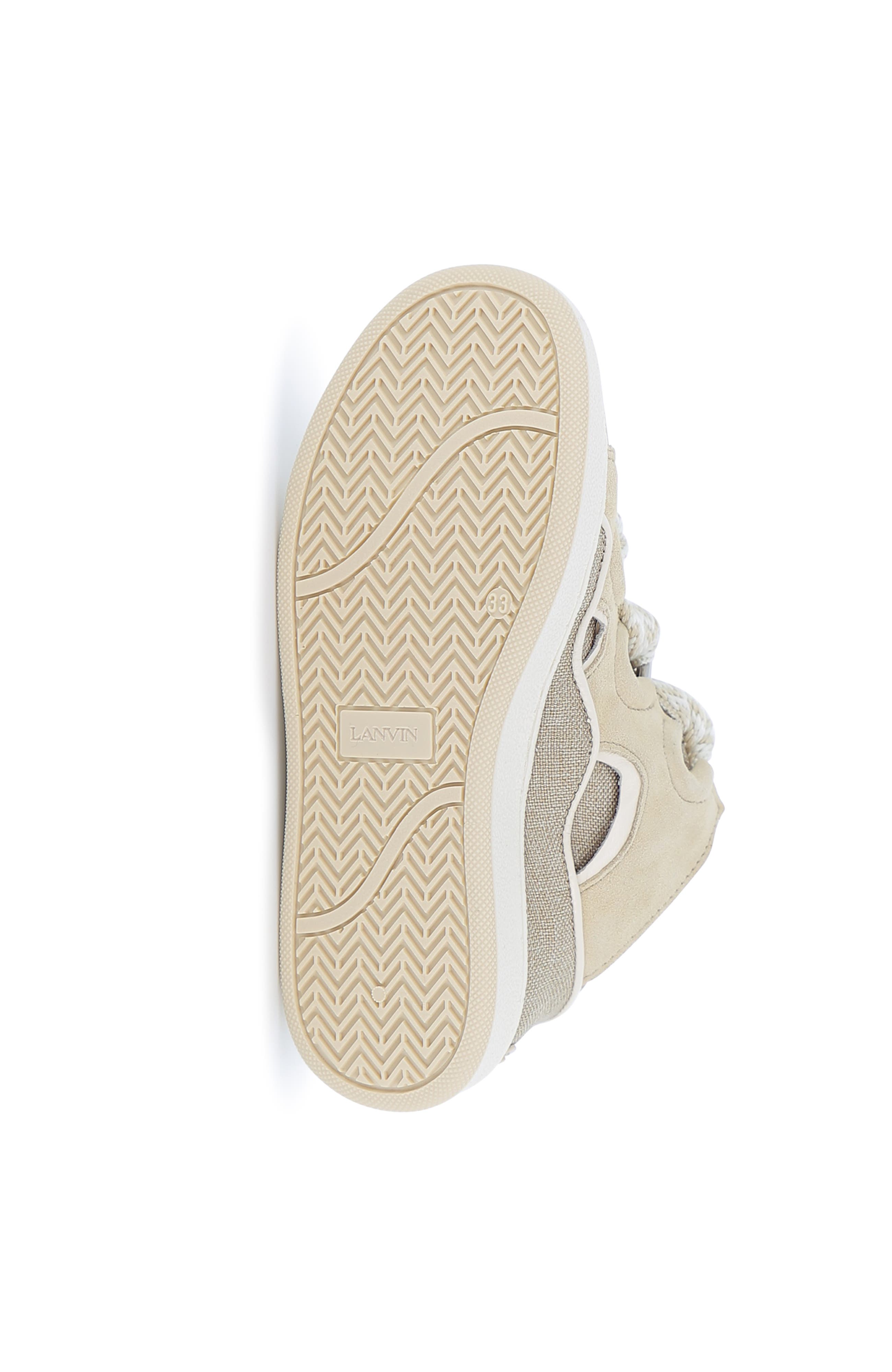 Lanvin Kids Curb Sneakers With Laces, Alternate, color, Beige