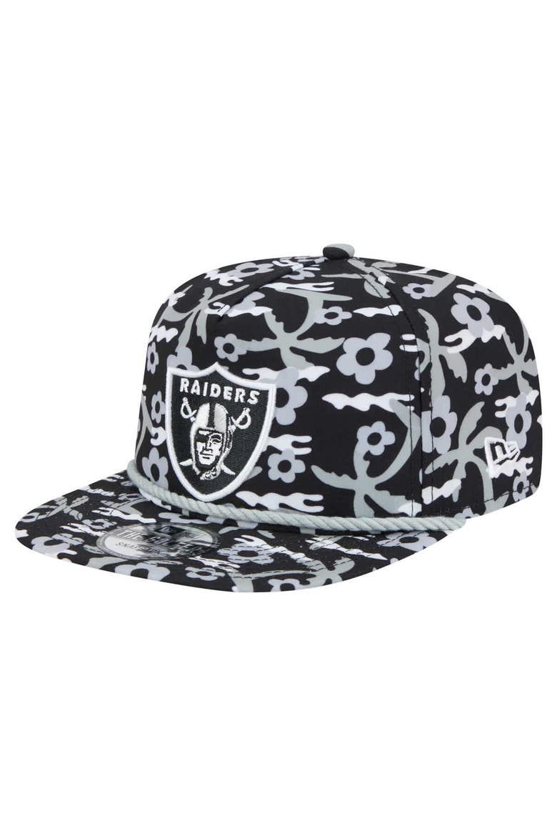 Men's New Era Black Las Vegas Raiders Wakey Wakey Golfer Snapback Hat, Main, color, Black
