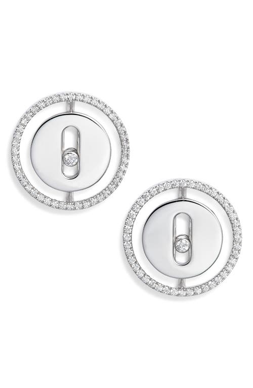 Messika Lucky Move Diamond Pavé Button Earrings In White Gold