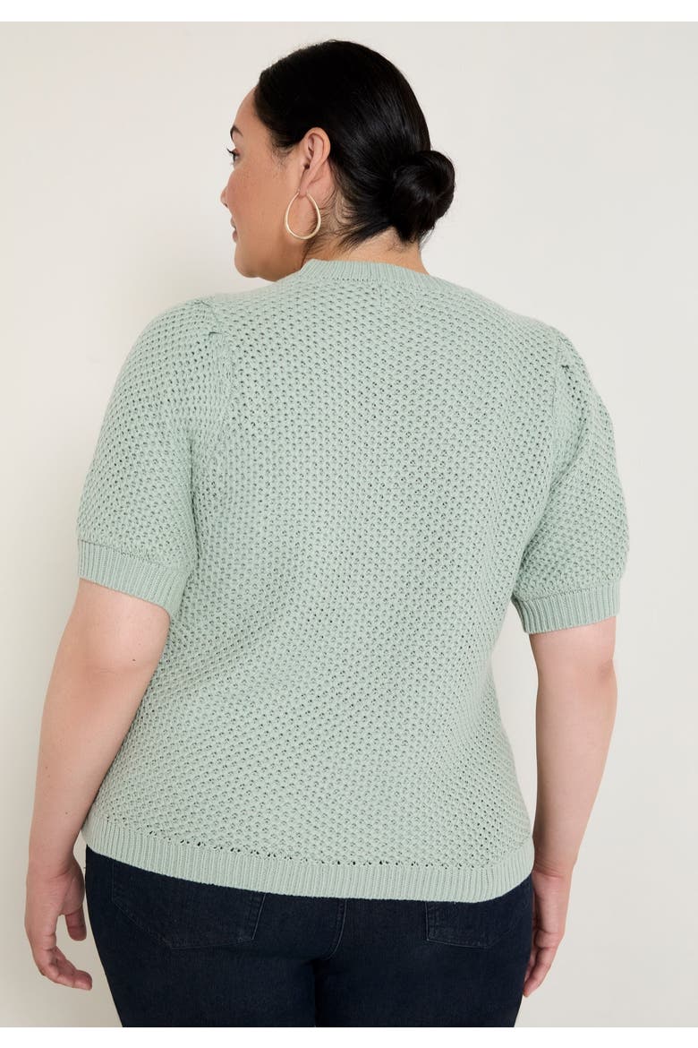 Puff-Sleeve Knit Sweater, Alternate, color, LIGHT JADE