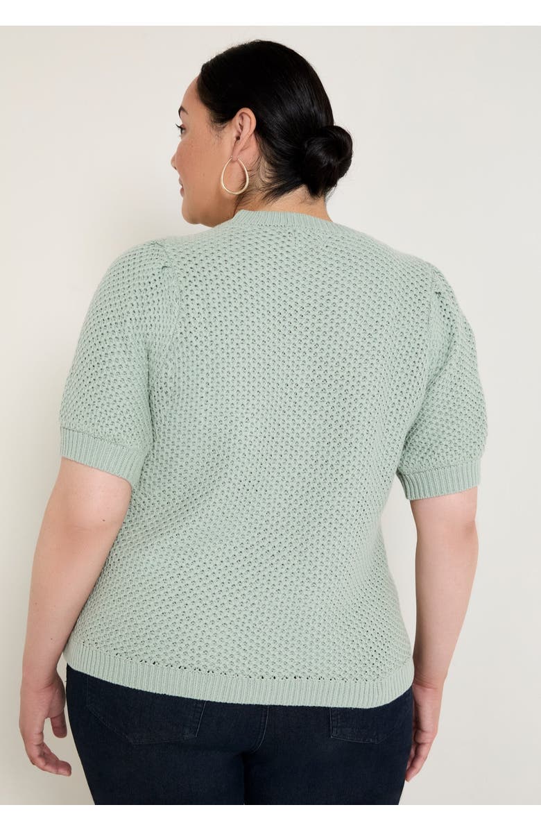 June + Vie Puff-Sleeve Knit Sweater, Alternate, color, Light Jade