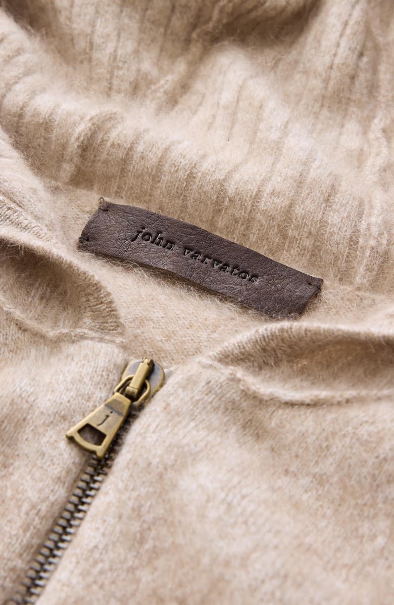 John Varvatos Catherine Cashmere Zip Hoodie, Alternate, color, Terra Brown