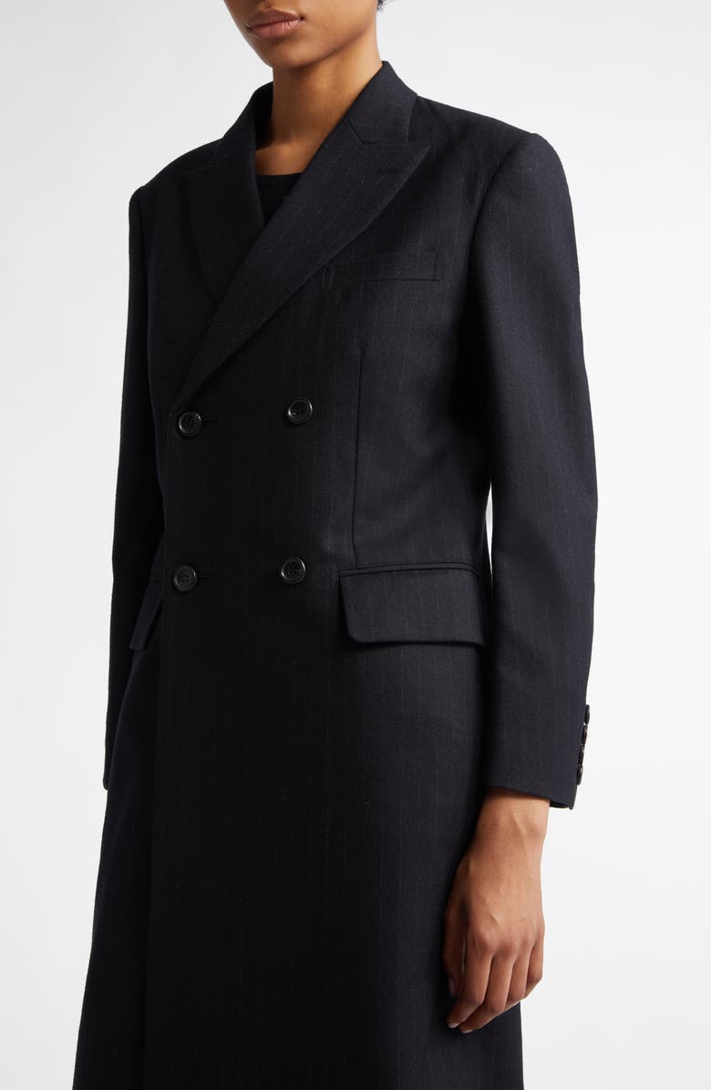 Junya Watanabe Pinstripe Double Breasted Wool Coat, Alternate, color,