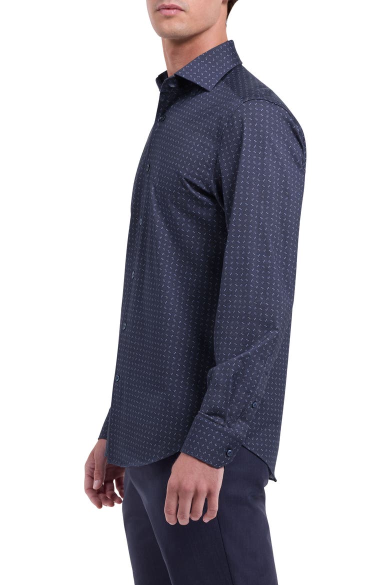 Devon OoohCotton® Geo Print Button-Up Shirt, Alternate, color, NIGHT BLUE