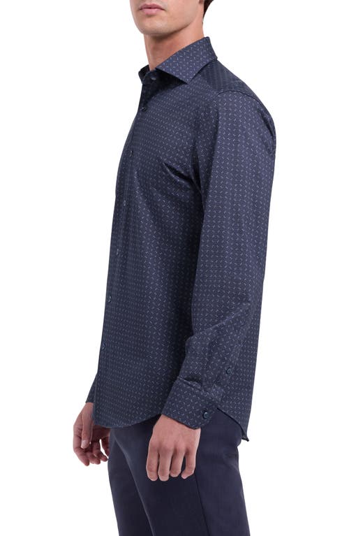 Bugatchi Devon Ooohcotton® Geo Print Button-up Shirt In Blue