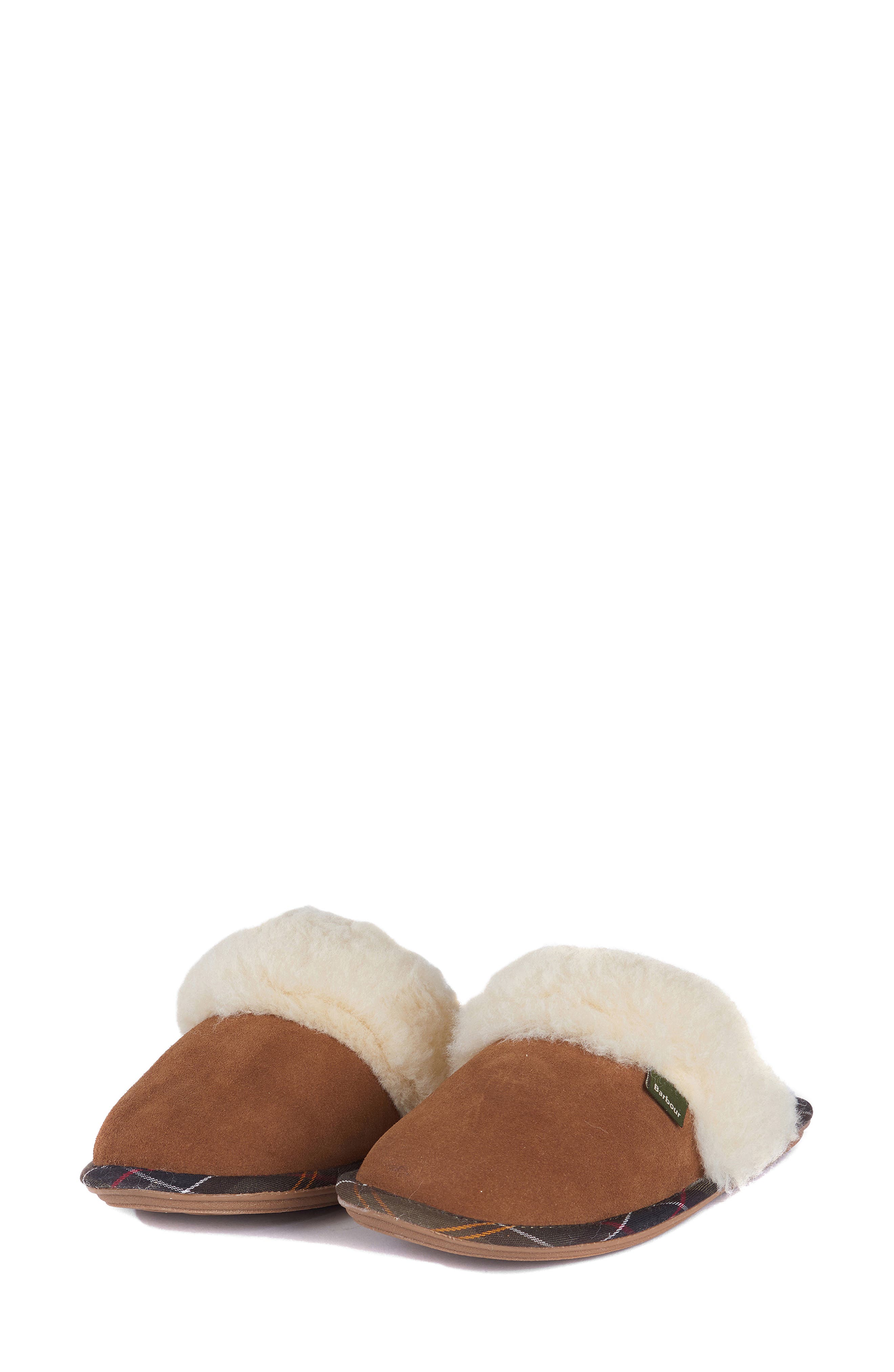 Lydia Faux Fur Slipper, Main, color, CAMEL SUEDE