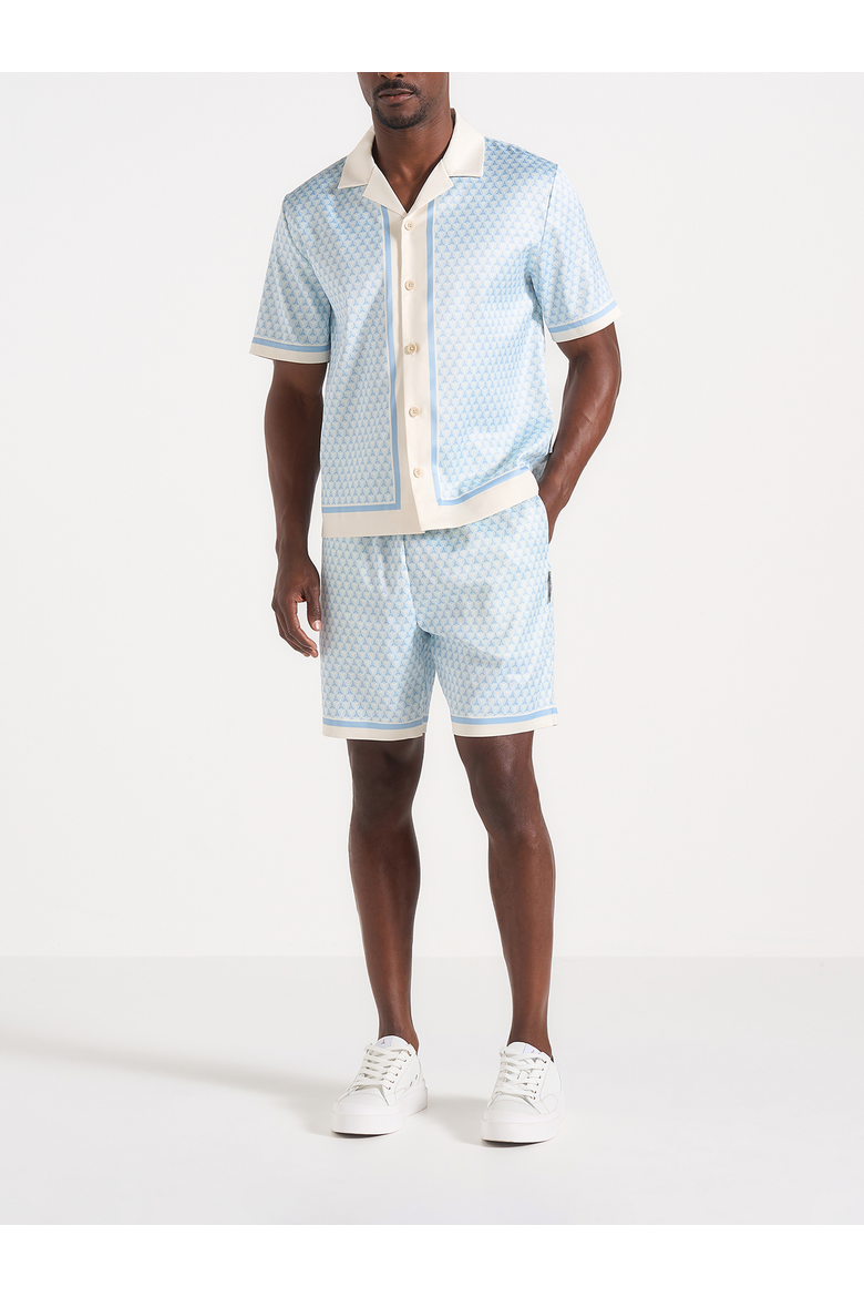 Idriss Eiffel Monogram Resort Shirt, Main, color, Pale Blue