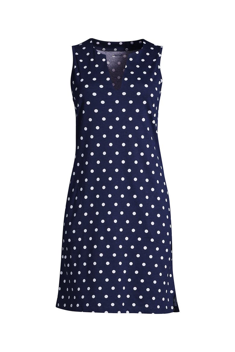 Long Cotton Jersey Sleeveless Swim Cover-up Dress Print, Alternate, color, Deep Sea Polka Dot