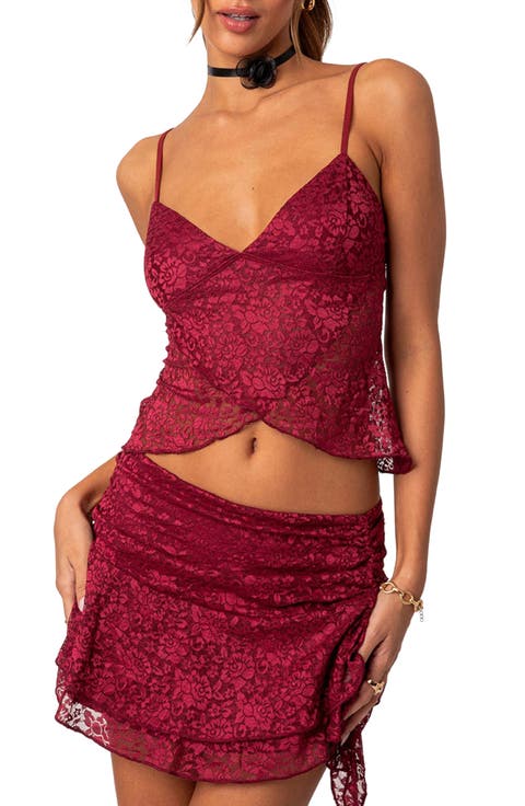 Ruby Sheer Lace Crop Camisole