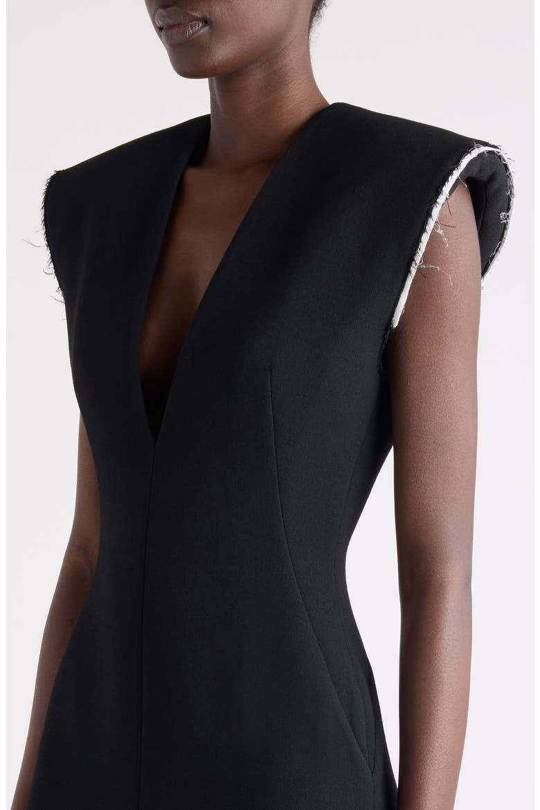 Raw Edge Wool Blend Crepe Sheath Dress, Alternate, color, BLACK
