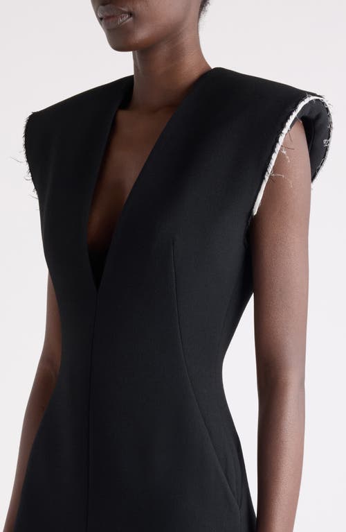 Givenchy Raw Edge Wool Blend Crepe Sheath Dress In Black