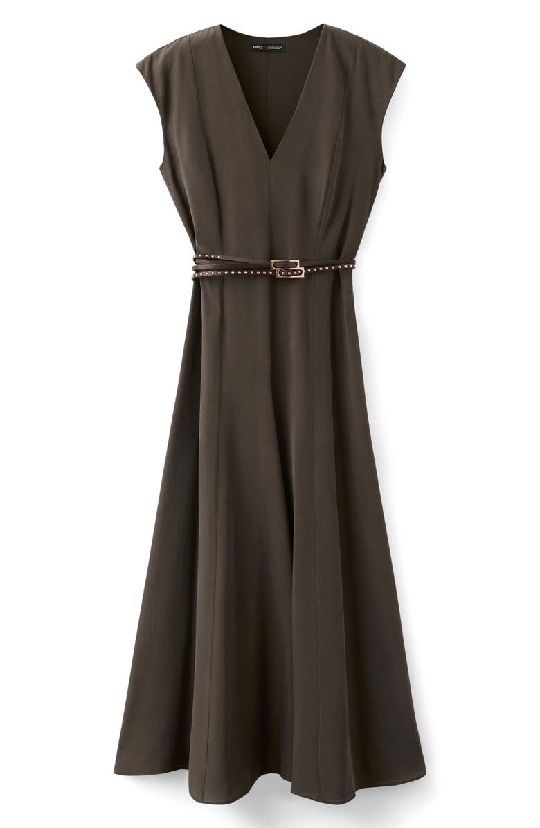 MANGO Double Belt A-Line Dress, Alternate, color, 