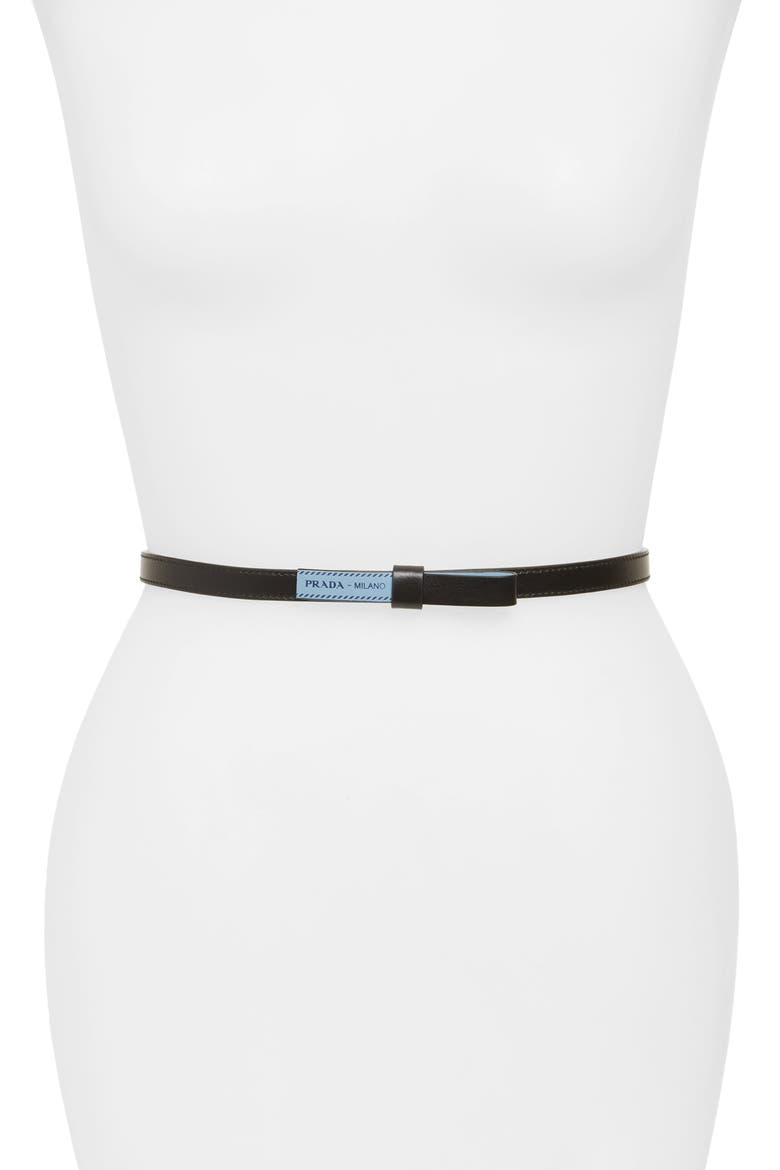 City Sport Bow Skinny Leather Belt, Main, color, NERO