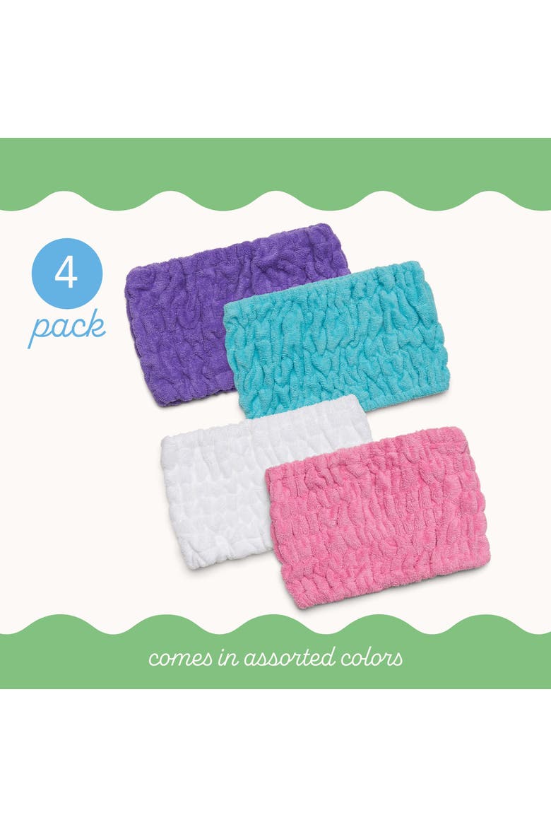 4 Pack Turbie Band Microfiber Spa Headbands, Alternate, color, Pink