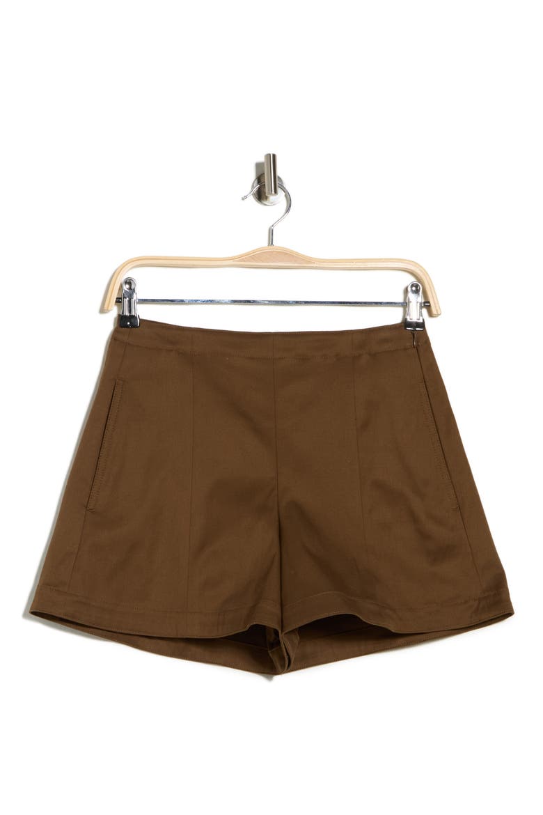 High Waist Flat Front Shorts, Alternate, color, CLOVE
