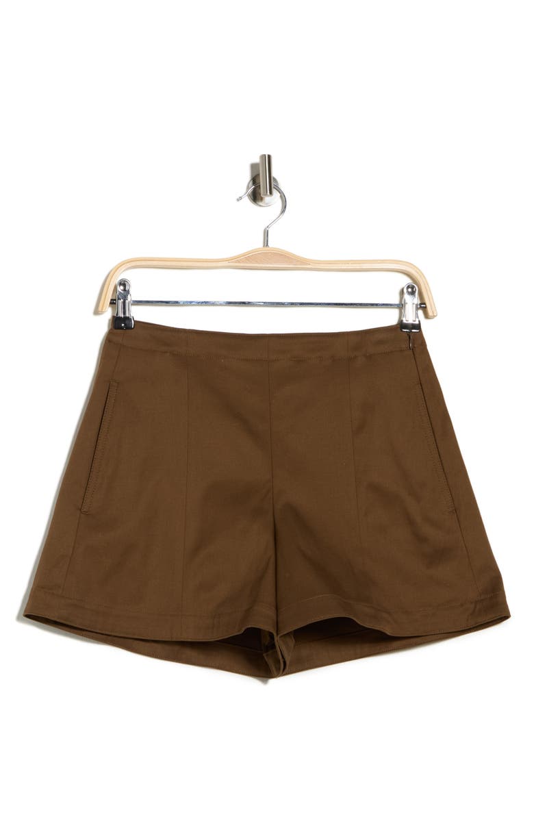 Theory High Waist Flat Front Shorts, Alternate, color, Clove