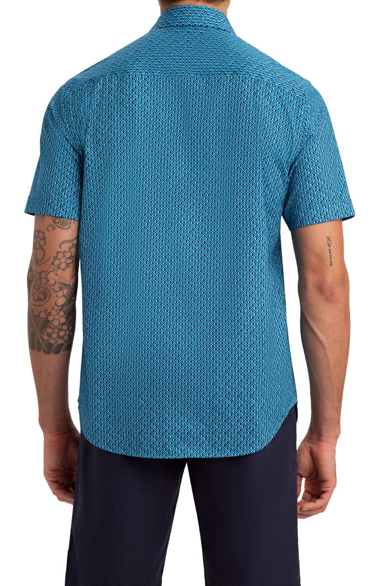 Bugatchi OoohCotton<sup>®</sup> Print Stretch Short Sleeve Button-Up Shirt, Alternate, color, 