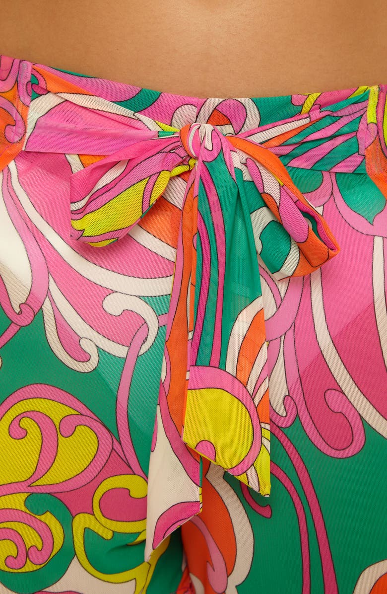 Trina Turk Elara Mesh Faux Wrap Cover-Up Shorts, Alternate, color, Multi