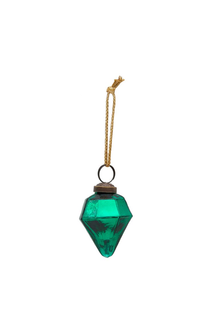 Glass Diamond Cut Multi Christmas Tree Ornament Set of 5, Alternate, color, Blue