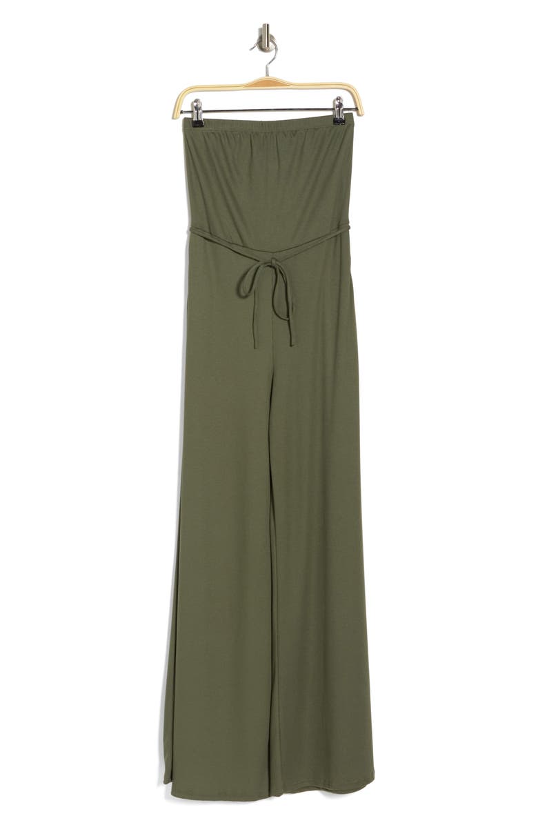GO COUTURE Ribbed Strapless Tube Jumpsuit, Alternate, color, Olive