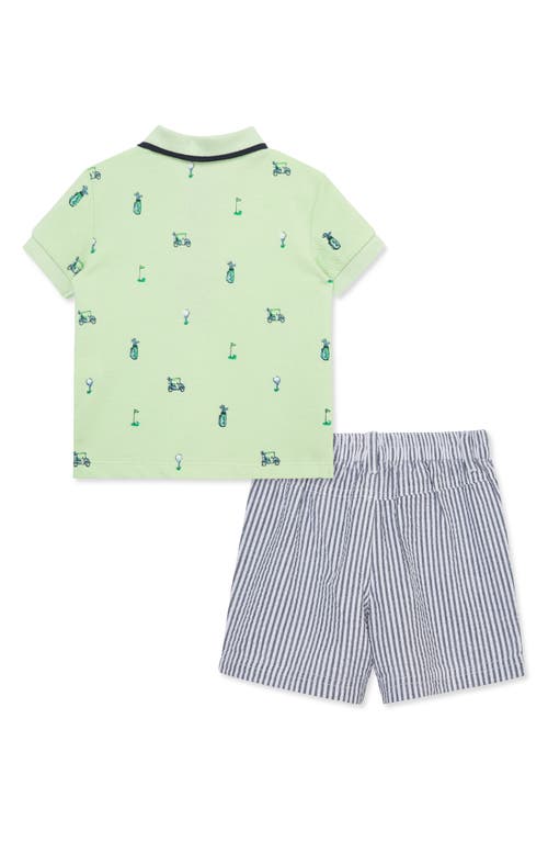 Little Me Baby Boys Cotton Golf Polo & Striped Shorts Set In Blue
