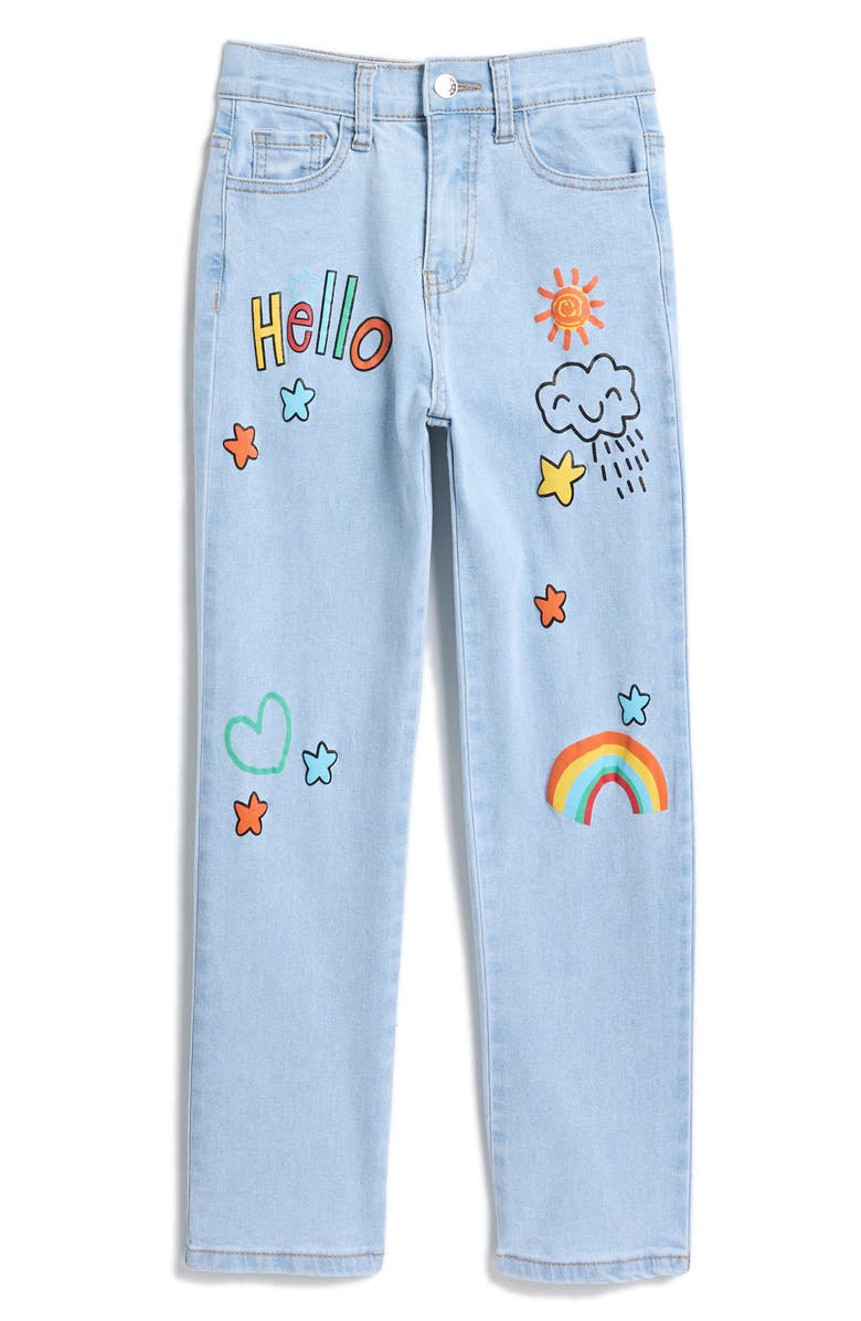 GOGO STAR Kids' Graphic Print Jeans, Main, color, 