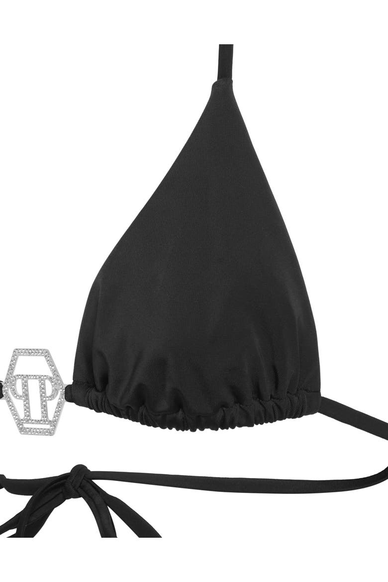 Swimwear Top Triangle Bra Crystal Hexagon Women, Alternate, color, black