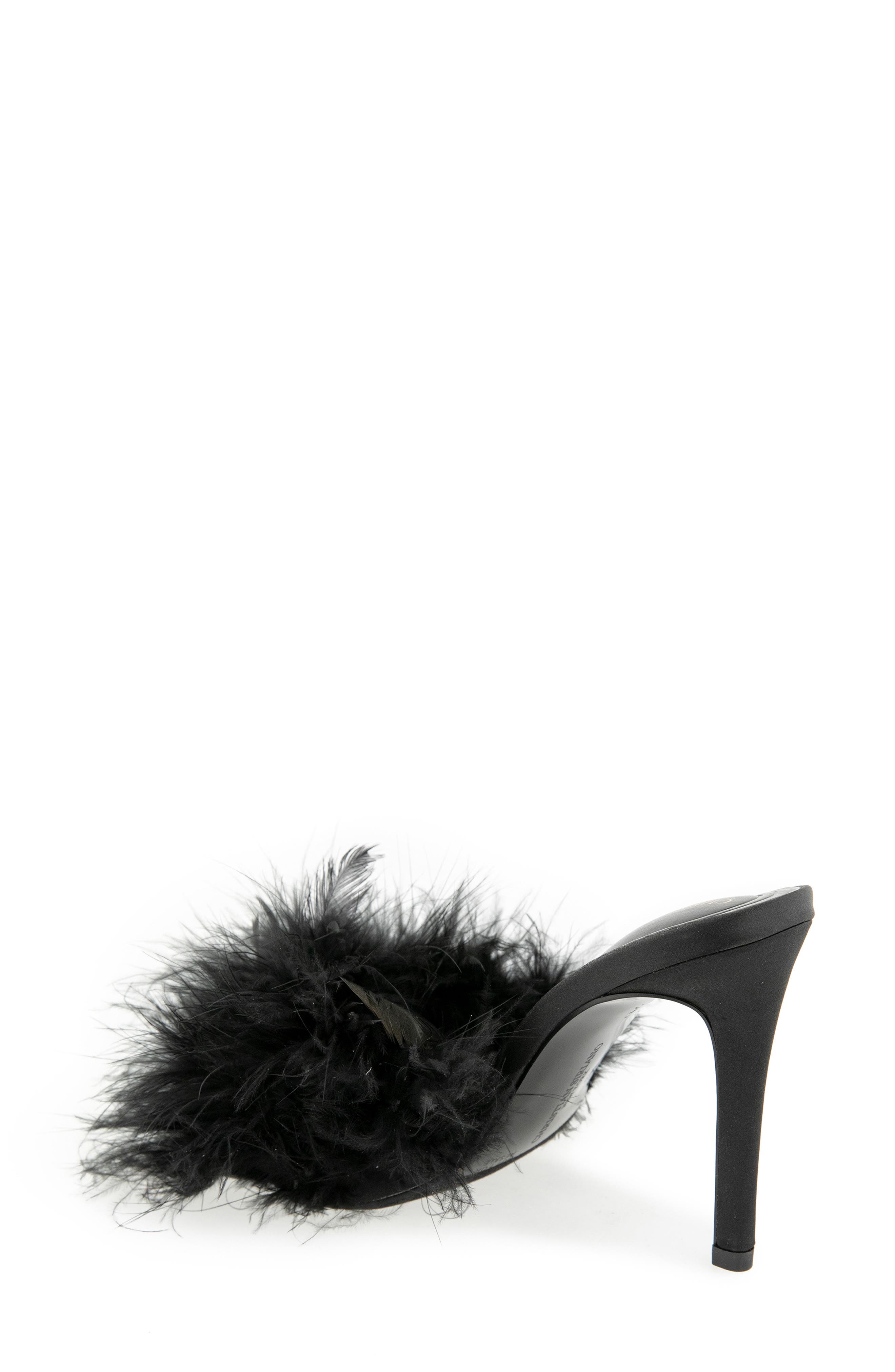 Jazeily Feather Slide Sandal, Alternate, color, BLACK