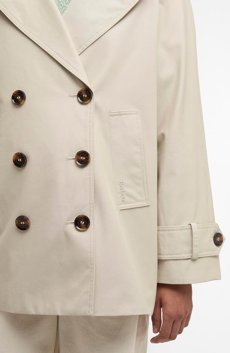 Barbour Maisy Showerproof Double Breasted Jacket, Alternate, color, Mist / Dress Navy Tartan