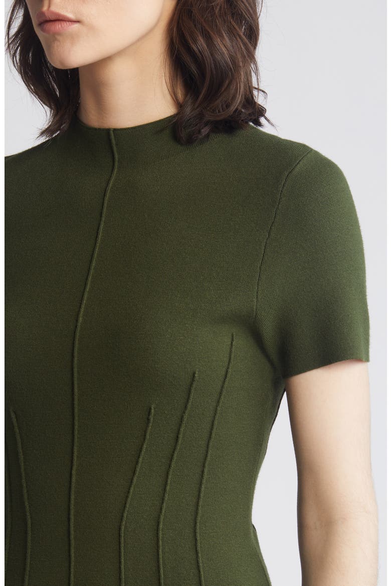 Pintuck Fitted Sheath Dress, Alternate, color, OLIVE