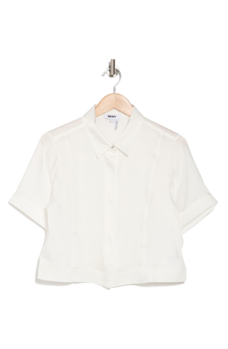 DONNA KARAN Boxy Crop Button-Up Shirt, Alternate, color,