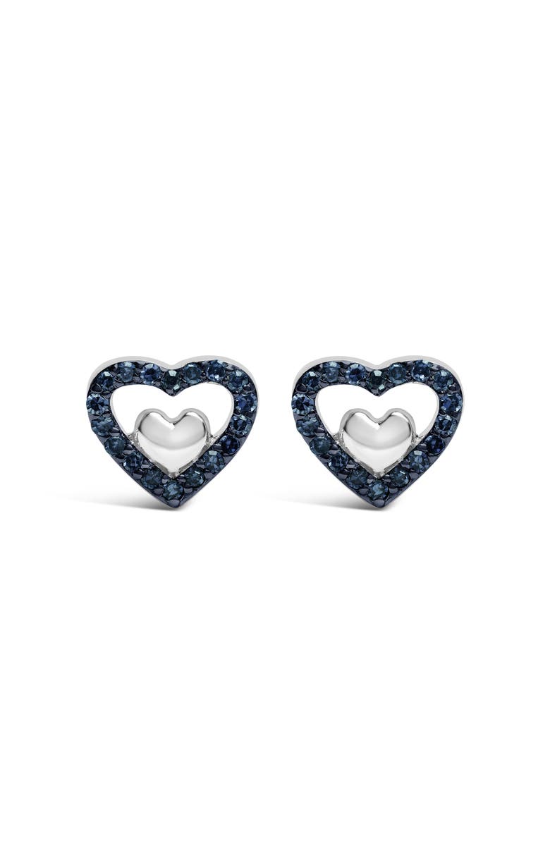 Haus of Brilliance Silver 1/6 Cttw Diamond Open Double Heart Stud Earrings, Main, color, Blue Diamond